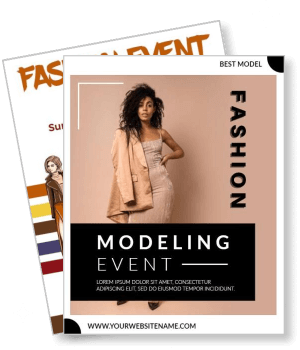 fashion modeling event poster template with elegant design elements