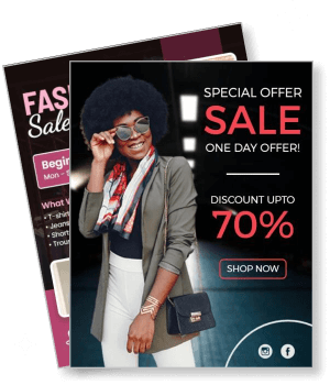 fashion sale poster special offer discount upto 70 percent template