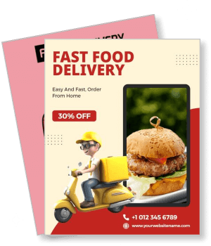 fast food delivery promotion banner burger and delivery scooter template