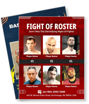 fight of roster event poster with fighter photos and event details template