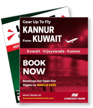 flyer promoting flights kannur kuwait march 2030 template