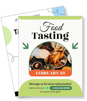 food tasting event flyer with contact details and date february 23 template