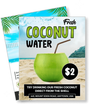 fresh coconut water beach promotion poster design template