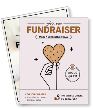 fundraiser event poster join us hand holding heart denver colorado location template