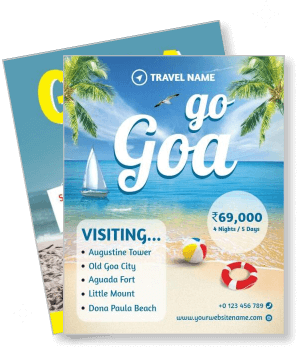 go goa travel poster tropical vacation package beach getaway template