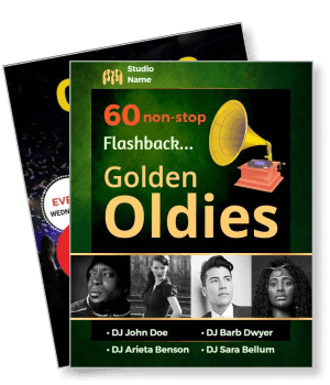 golden oldies music album cover non stop flashback dj lineup template