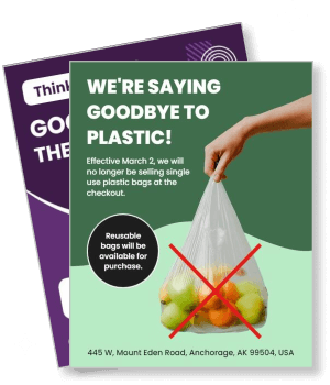 goodbye plastic bags announcement reusable bags available template