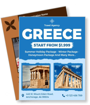 greece travel agency holiday package poster destination promotion template