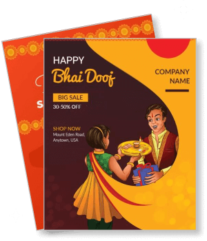 happy bhai dooj festival sale poster with brother and sister celebration illustration template