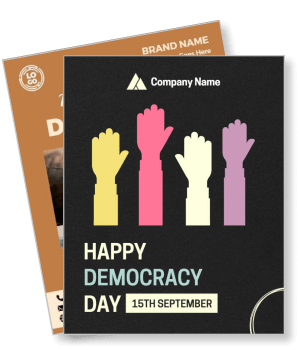 happy democracy day poster with colorful raised hands company brand template