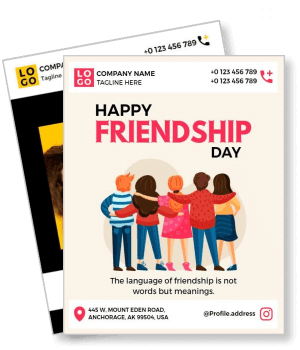 happy friendship day celebration poster group hug diverse friends template