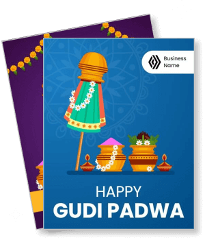 happy gudi padwa celebration design with traditional symbols and text template