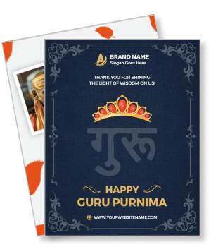 happy guru purnima greeting card template with ornate design and message