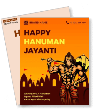 happy hanuman jayanti greeting card design with temple background template