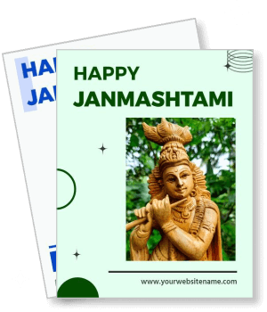 happy janmashtami wishes template with krishna statue design