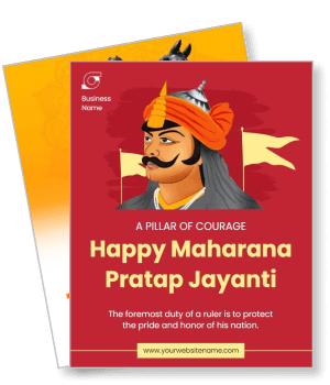 happy maharana pratap jayanti celebration poster with quote and illustration template