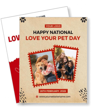 happy national love your pet day celebration flyer template