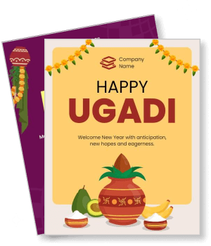 happy ugadi festival card with traditional elements and decoration template