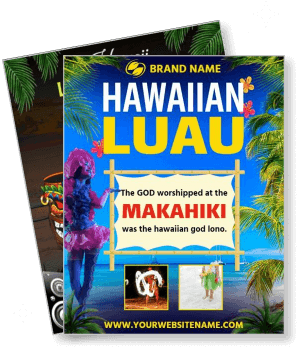 hawaiian luau event poster design with tropical theme template