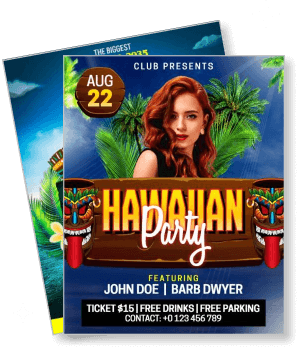 hawaiian themed party poster august 22 event details tropical background template