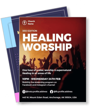 healing worship flyer praise and worship church event promotion template