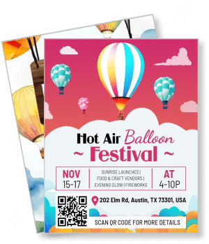 hot air balloon festival poster with dates location and details template