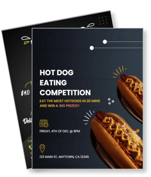 hot dog eating competition flyer design event details promotion template