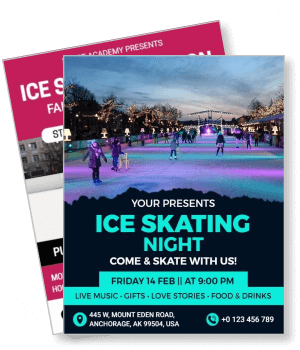 ice skating night event poster friday 14 february anchorage usa template