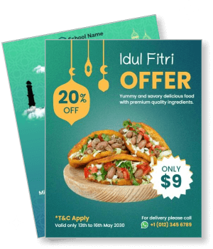 idul fitri food offer 20 percent discount flyer template