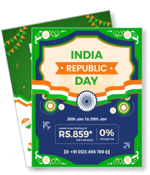 india republic day poster floral design tricolor theme special offer template