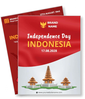 indonesia independence day celebration flyer banner temple illustration template