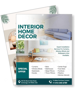 interior home decor services flyer special offer promotional design template