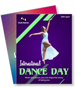 international dance day event poster ballet dancer posing abstract background template