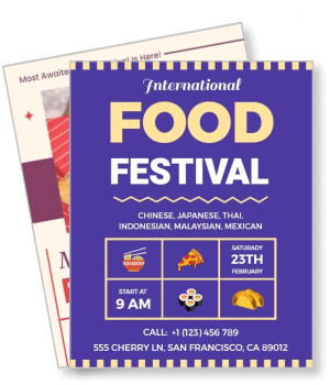 international food festival flyer chinese japanese thai cuisine event poster template