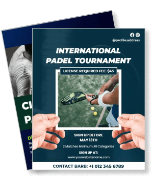 international padel tournament flyer registration details contact information template