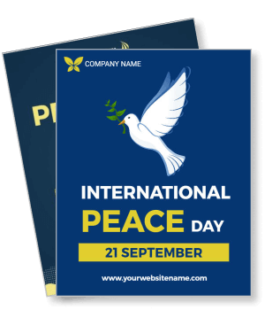 international peace day september 21 dove poster with olive branch template