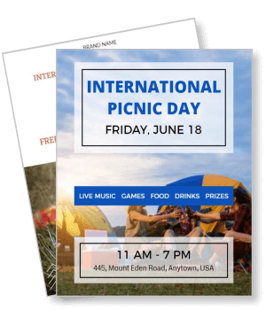 international picnic day event flyer with details and activities template