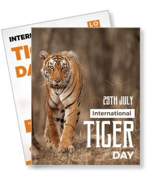 international tiger day poster with striking tiger image celebration theme template