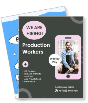 job advertisement hiring production workers weekly pay details template