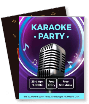 karaoke party poster with microphone free entry anchorage usa template