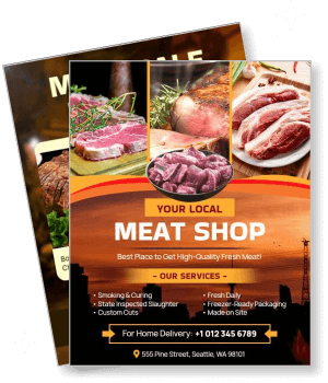 local meat shop promotional flyer fresh quality meat services template