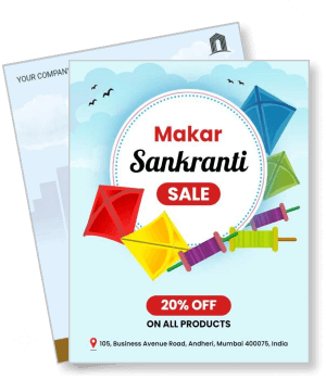 makar sankranti sale flyer kite design 20 percent off all products template