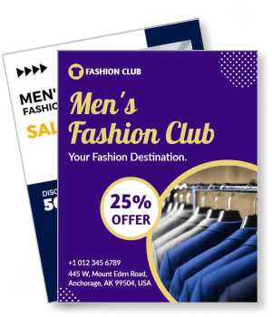 mens fashion club promotional flyer 25 percent offer template