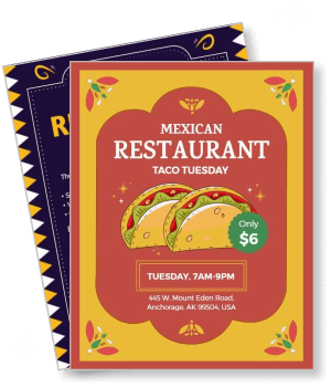 mexican restaurant taco tuesday promotion flyer design template