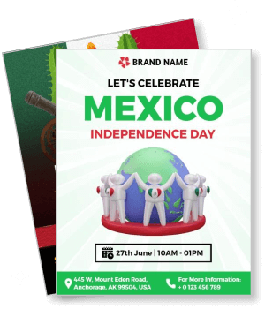 mexico independence day celebration event flyer globe figures date location details template