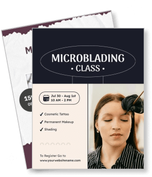 microblading class poster cosmetic tattoo permanent makeup shading event details template