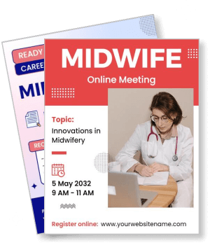 midwife online meeting innovations in midwifery event poster design template