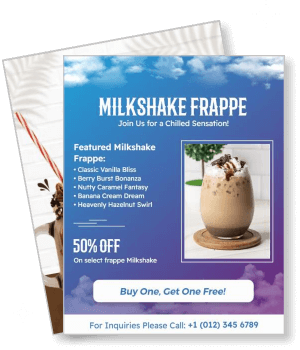 milkshake frappe promo poster buy one get one offer template