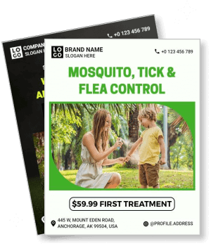 mosquito tick flea control service promotion with contact info and price template