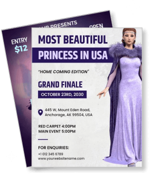 most beautiful princess in usa grand finale event poster 2023 template